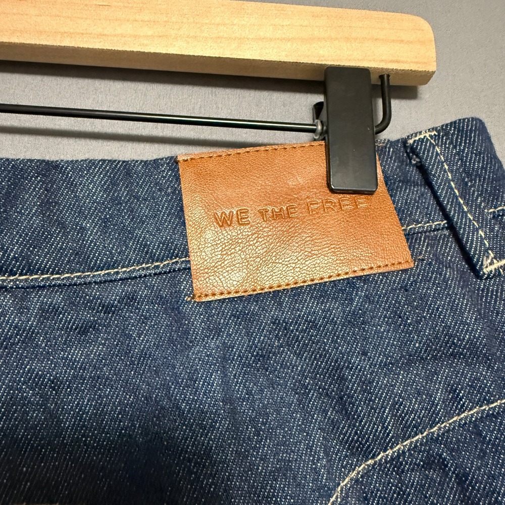 We The Free Antonia Crop Jeans Women 29 Blue Wide Leg Pleated High Rise Boho Y2K - Picture 11 of 14
